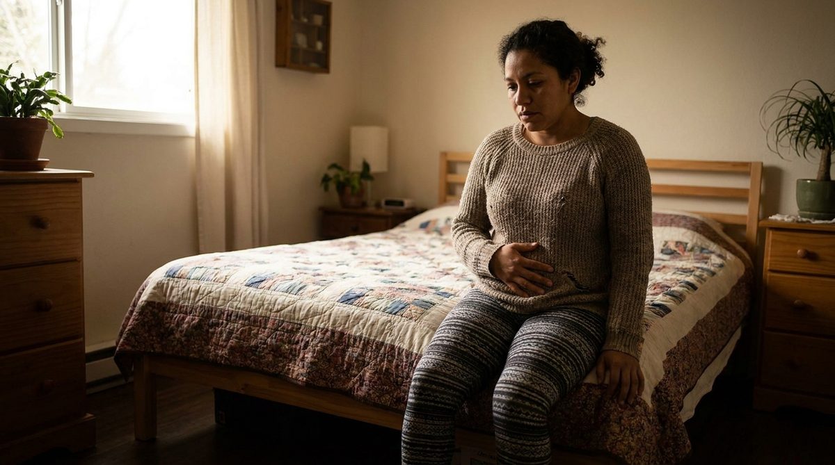 Mujer atravesando un dia con energia baja y pesadez despues de comer